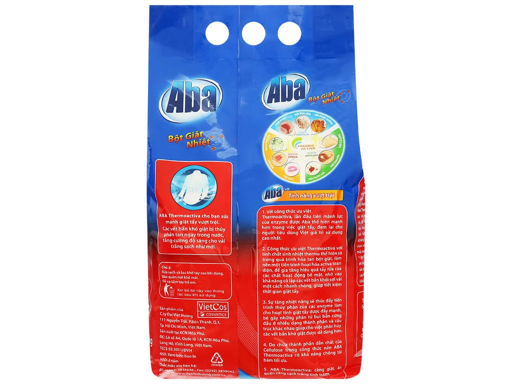 Bột giặt nhiệt Aba sạch tinh tươm túi 2.9kg