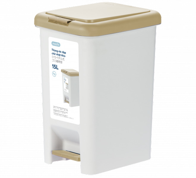 Thùng rác đạp chữ nhật Inochi Hiro 15L