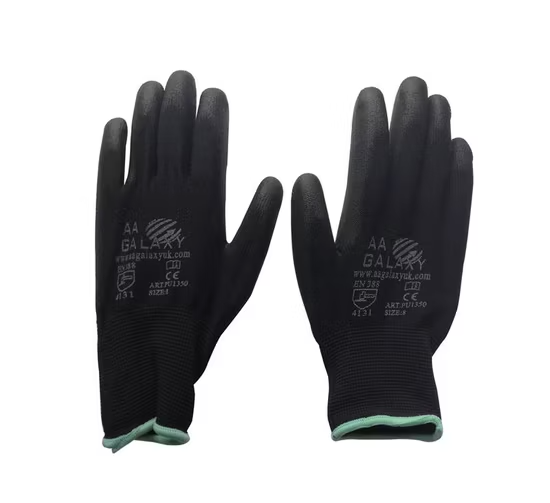 Găng tay nylon phủ PU màu đen dùng trong công nghiệp