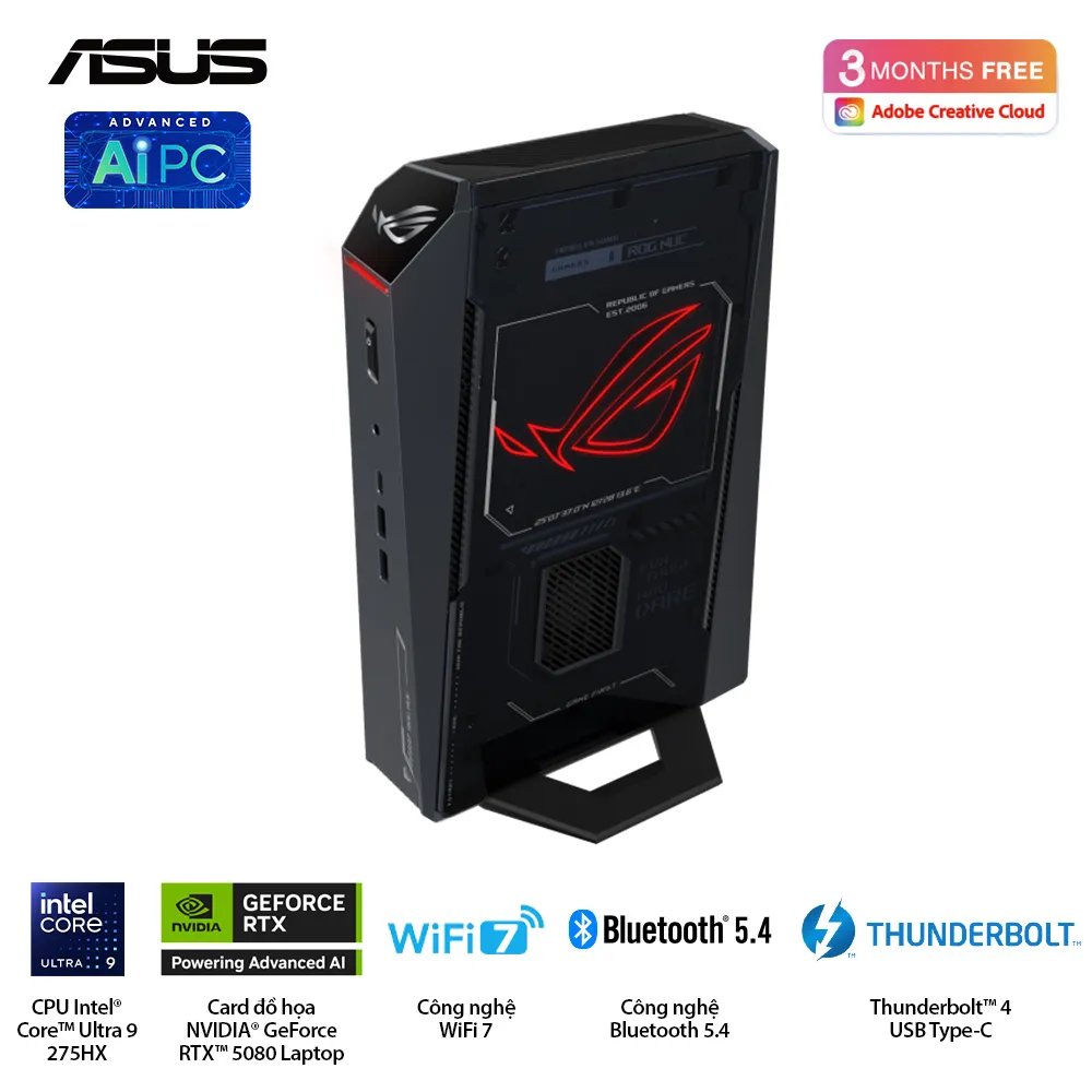 Bộ PC ASUS NUC RNUC15JNK RNUC15JNK7X569A0 (U7 255HX/16GB (2x8GB) DDR5-6400/1TB Gen4 NVMe/Wifi7/RTX 5060/Win11H)