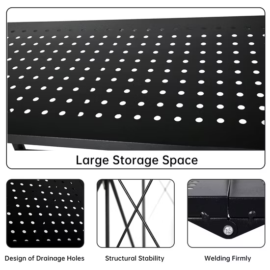 Kệ lưới di động, kệ lưu trữ gấp gọn, kệ thép 5 tầng có bánh xe
