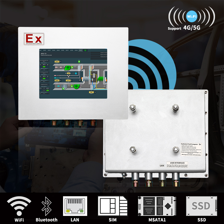 Máy tính bảng công nghiệp cảm ứng bằng hợp kim nhôm ATEX chống nổ OEM/ODM với Hda Alc662, Mic / Line-out ảnh 2