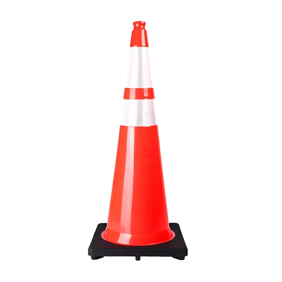 Cọc phân làn giao thông bằng nhựa PVC phản quang màu cam, cao 36 inch, chịu lực cao