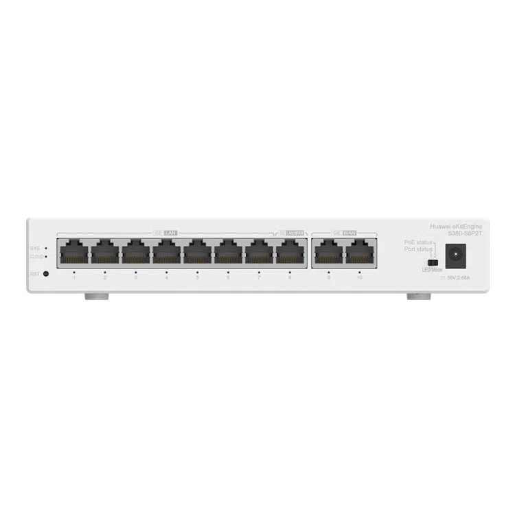 Multi-Service Gateway S380-S8P2T, 2*GE WAN, 8*GE LAN(PoE+, 124W)