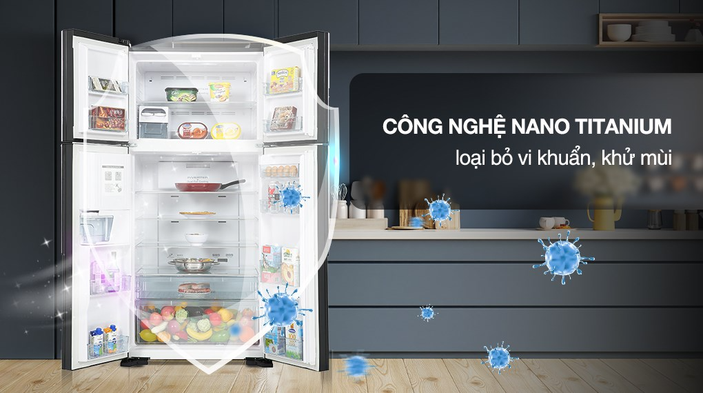 Tủ lạnh Hitachi Inverter 540 lít Multi Door R-FW690PGV7 GBK