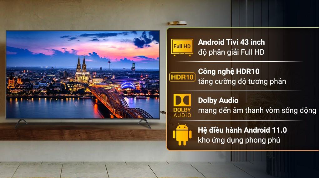 Android Tivi Aqua FHD 43 inch AQT43K800FG